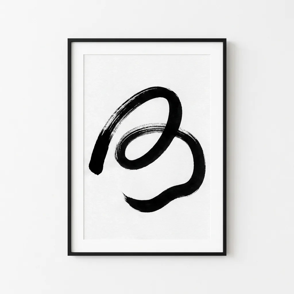 Minimalist black ink brushstroke on white paper